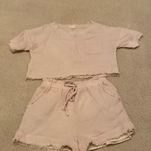 Cream gauze short set